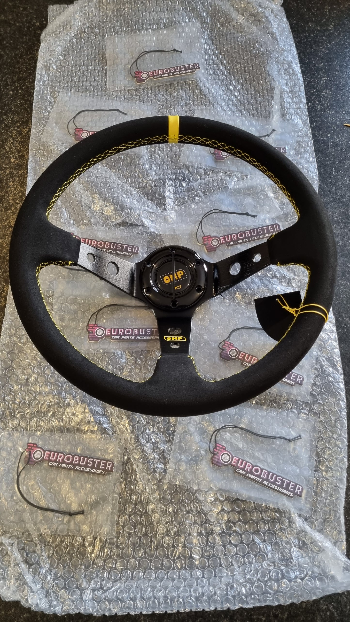 Yellow omp steering wheel