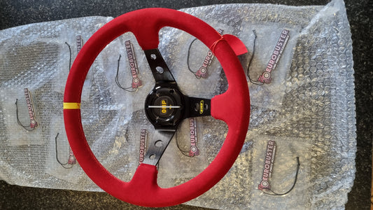 Red suade omp steering wheel