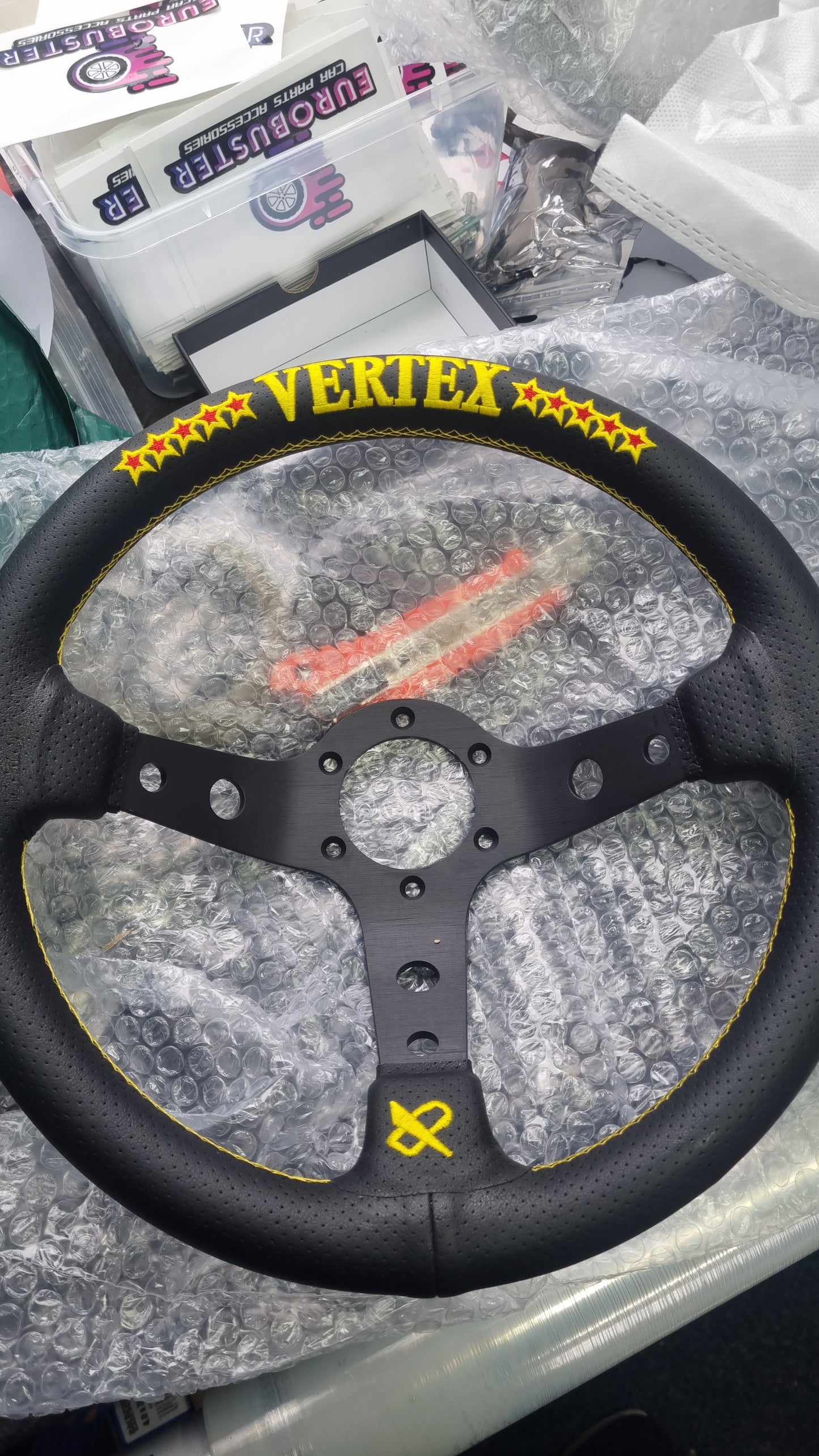 Gold vertex steering wheel